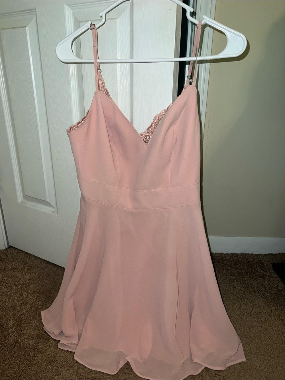Lulu's Rose Blush Lace-Trim Slip Dress